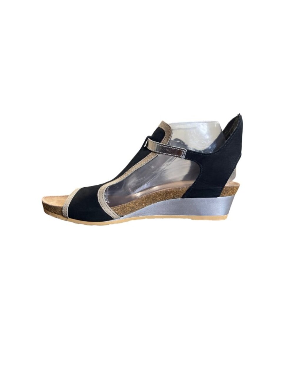 Naot Fiona Wedge Sandal Womens Size 11 Open-Toe Black Leather - Picture 9 of 9